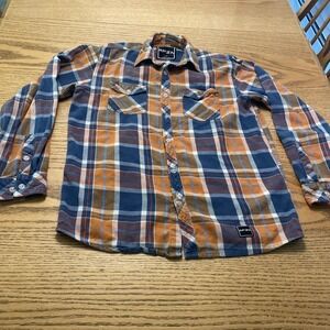 RPZN Flannel Casual Button Up Shirt Mens Size Large Orange/Blue